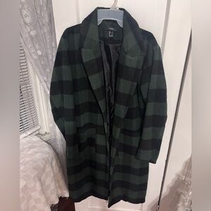 Forever 21 Dark Green and Black Checkered Jacket